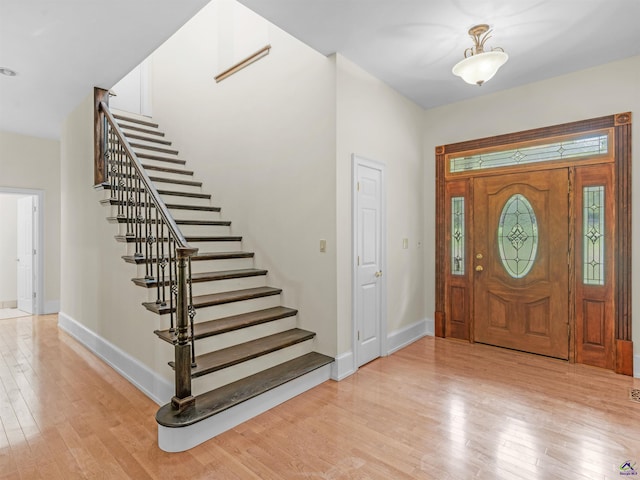 entryway with light wood-type flooring