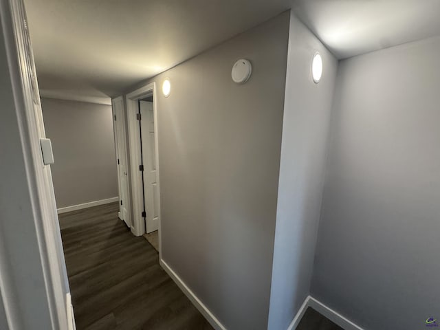 corridor with dark wood-type flooring