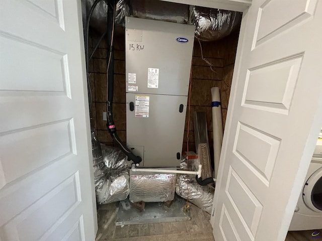 utilities with washer / clothes dryer and heating unit