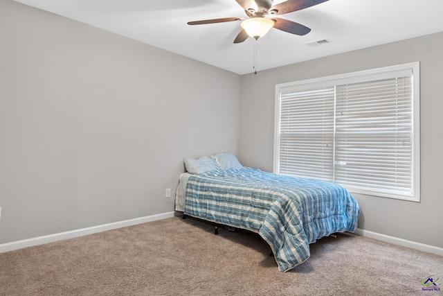 bedroom with carpet and ceiling fan