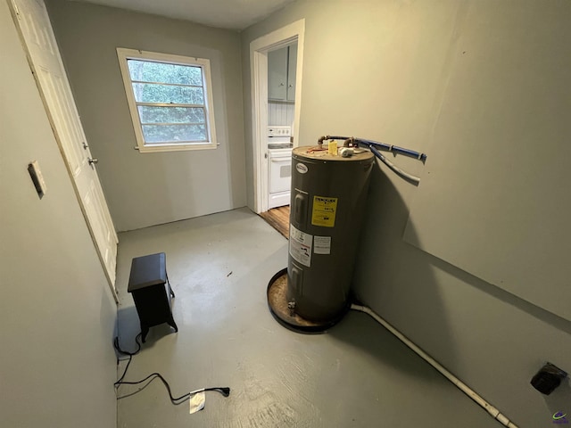 utility room featuring water heater