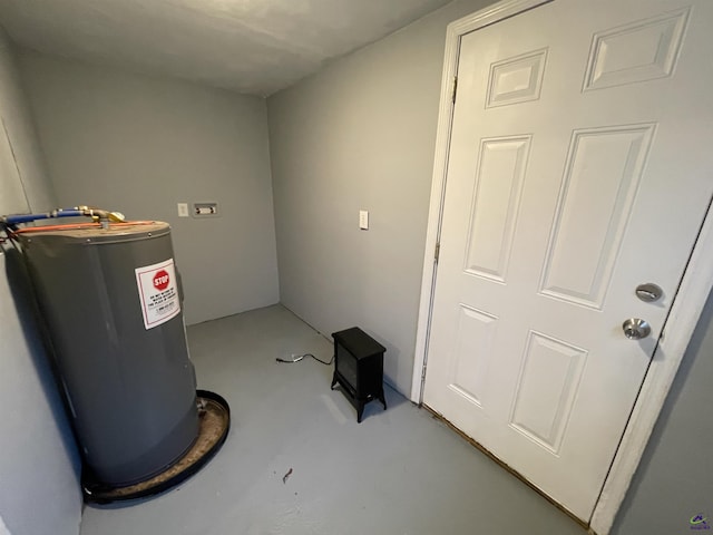 utility room with water heater