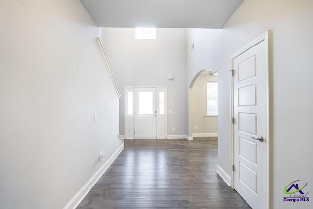 interior space featuring dark wood-type flooring