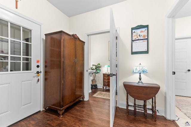 foyer featuring dark hardwood / wood-style floors