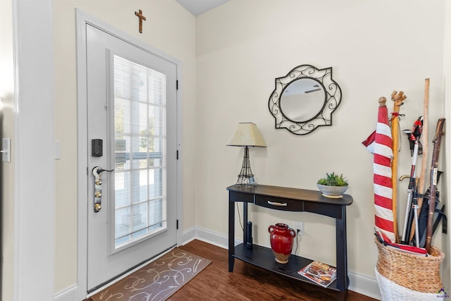 doorway to outside featuring dark hardwood / wood-style flooring