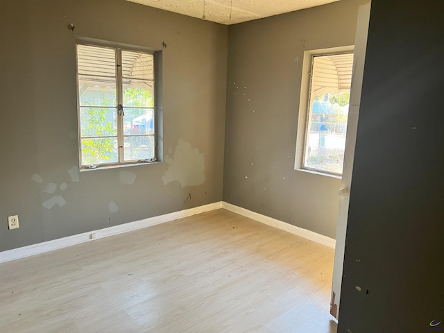 spare room featuring light hardwood / wood-style floors