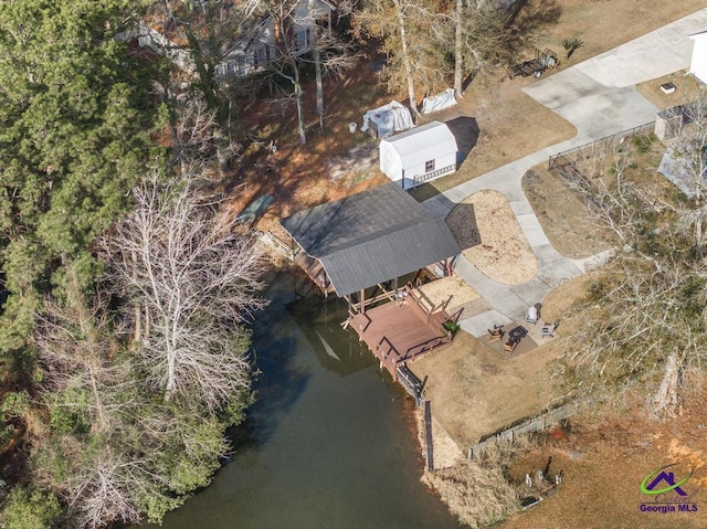 bird's eye view featuring a water view