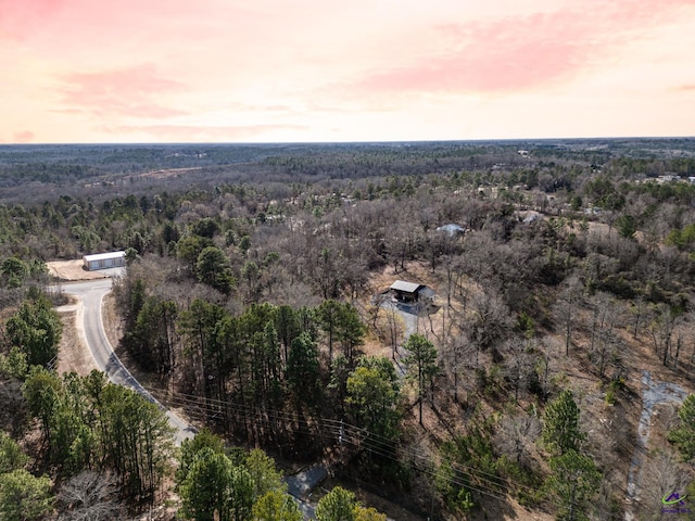 view of aerial view at dusk