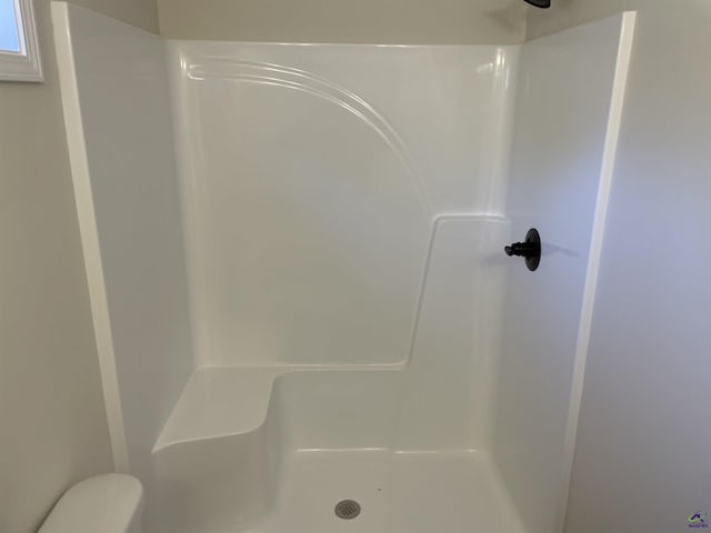 bathroom featuring toilet and walk in shower