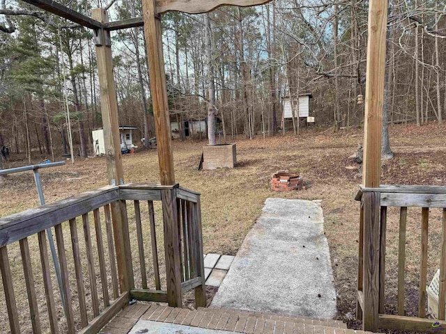 view of yard featuring a deck