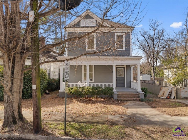 view of front facade featuring covered porch