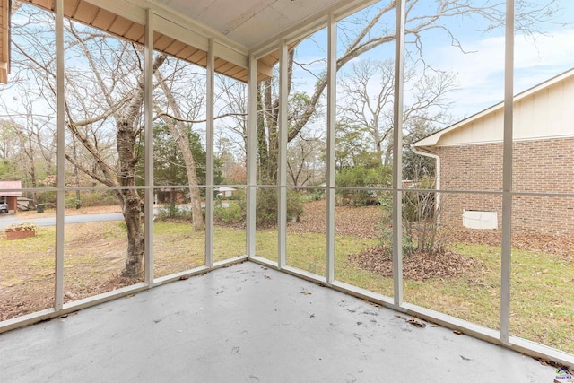 view of unfurnished sunroom