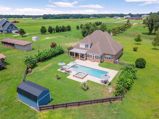 bird's eye view featuring a rural view