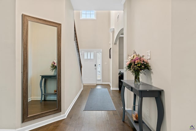 entryway featuring dark wood-type flooring