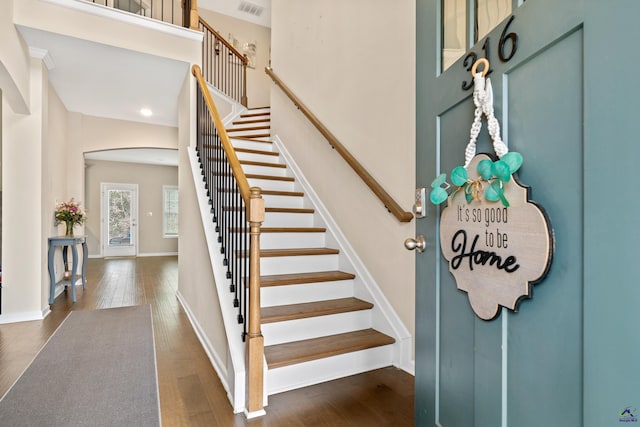 entryway featuring dark wood-type flooring