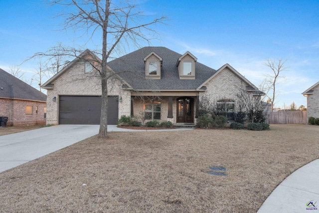 view of front of home with covered porch and a garage