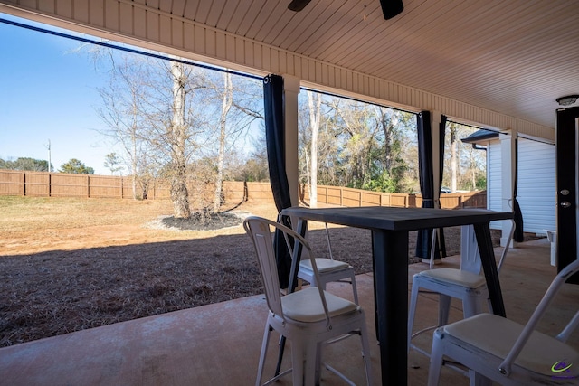 view of patio / terrace featuring ceiling fan