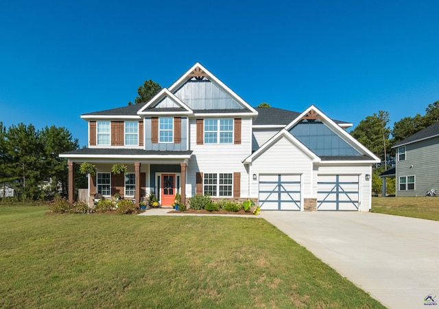 craftsman-style house featuring a front yard and a porch