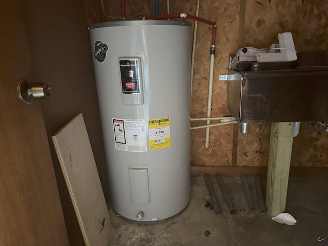 utility room with water heater