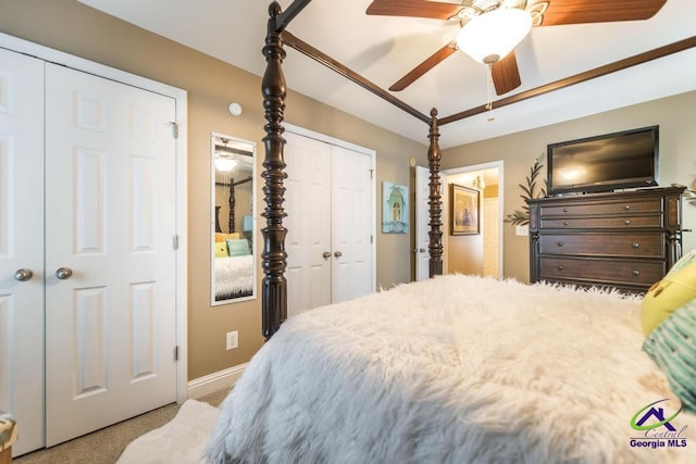 306 Lovorn Cir, Warner Robins, GA 31088 - bedroom with carpet floors, a ceiling fan, baseboards, and a closet