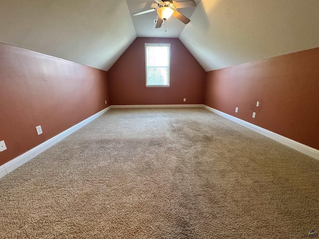 306 Lovorn Cir, Warner Robins, GA 31088 - bonus room with ceiling fan, vaulted ceiling, carpet flooring, and baseboards