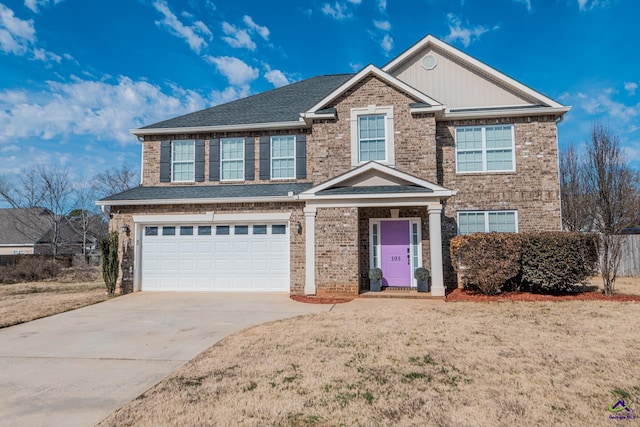 105 Reflection Dr, Bonaire, GA 31005 - view of front facade with a garage and a front yard