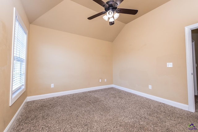 105 Reflection Dr, Bonaire, GA 31005 - carpeted empty room featuring vaulted ceiling and ceiling fan
