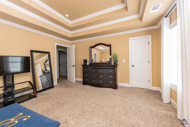 105 Reflection Dr, Bonaire, GA 31005 - carpeted bedroom featuring ornamental molding and a tray ceiling