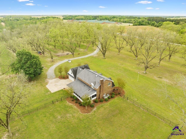 aerial view with a rural view