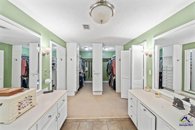 bathroom featuring vanity and a textured ceiling