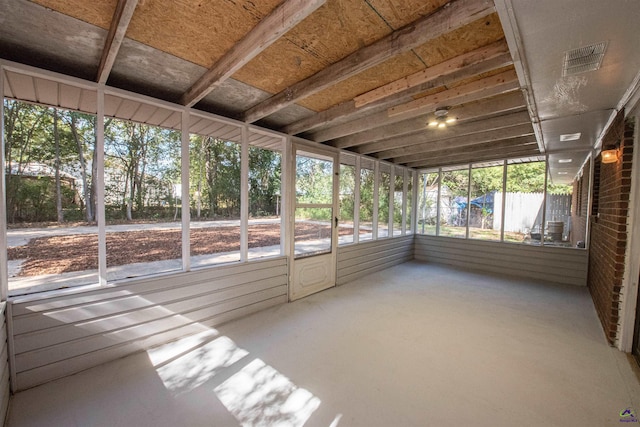 view of unfurnished sunroom