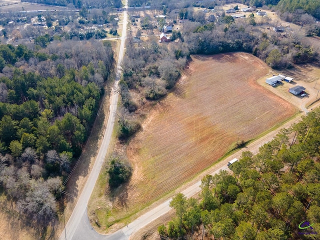 aerial view with a rural view