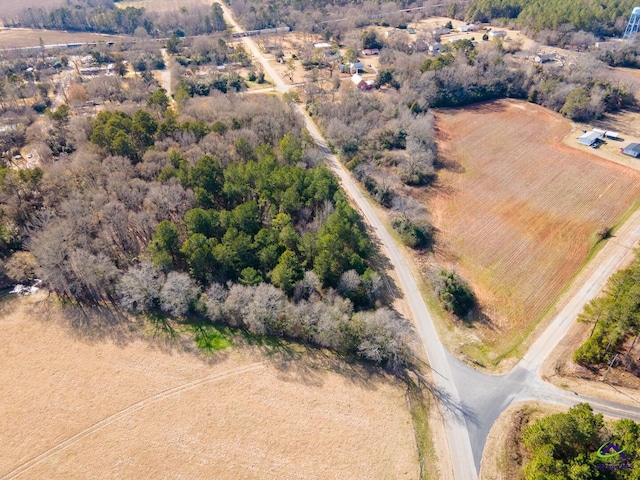 birds eye view of property featuring a rural view