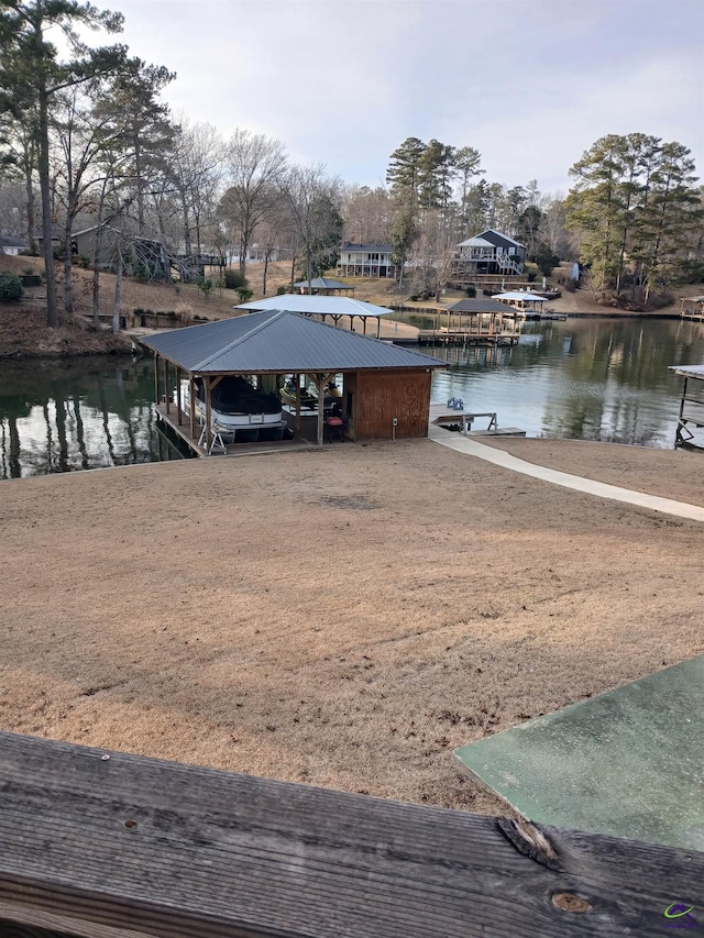 dock area featuring a water view