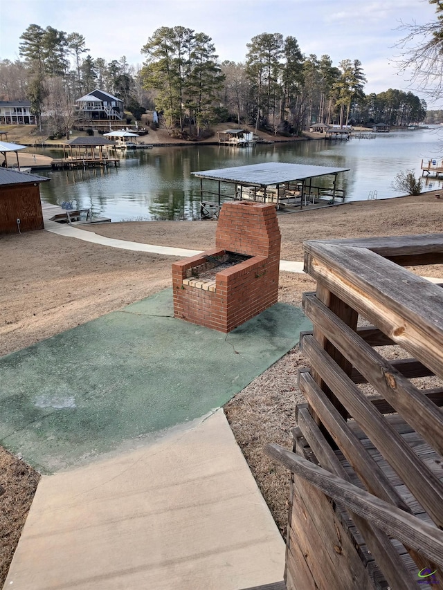 view of dock featuring a water view