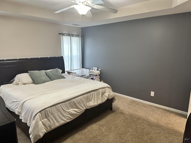 bedroom featuring carpet flooring and ceiling fan