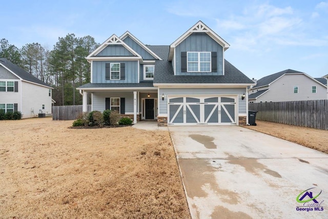 craftsman-style home with a garage