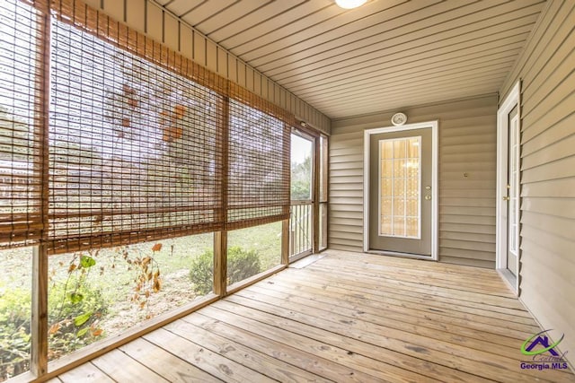 view of unfurnished sunroom