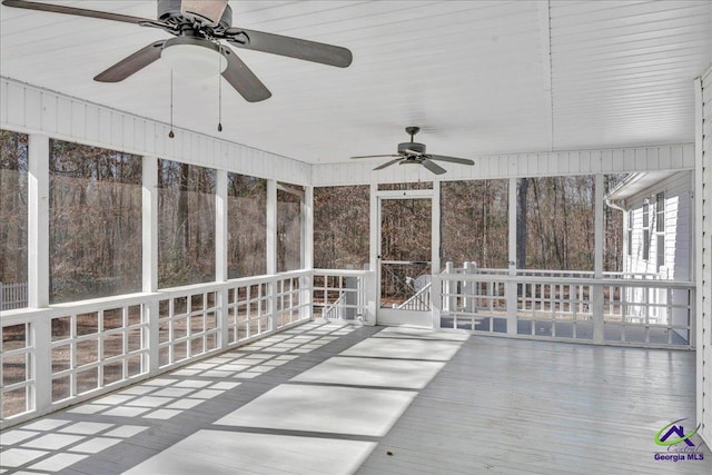 view of unfurnished sunroom