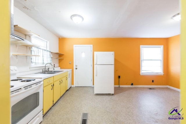 kitchen with sink and white appliances