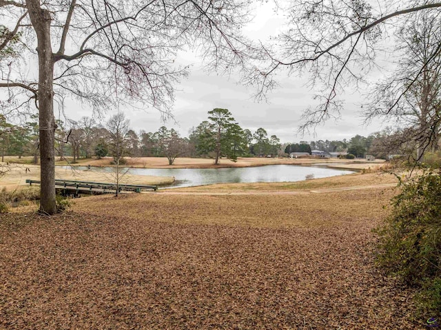 view of yard with a water view