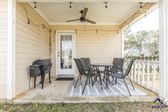 view of patio / terrace featuring grilling area and ceiling fan