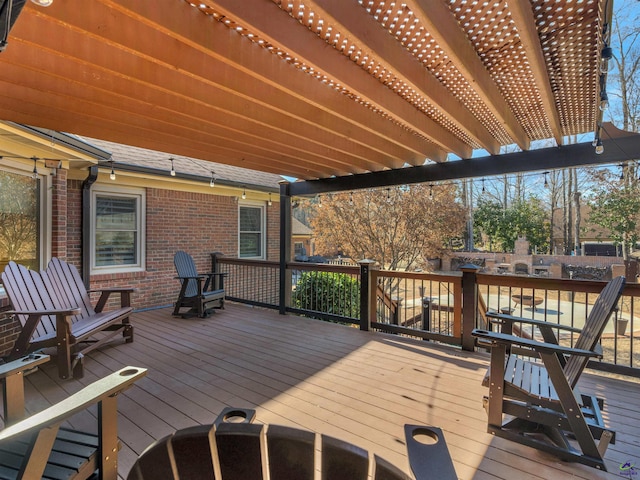 deck featuring a pergola