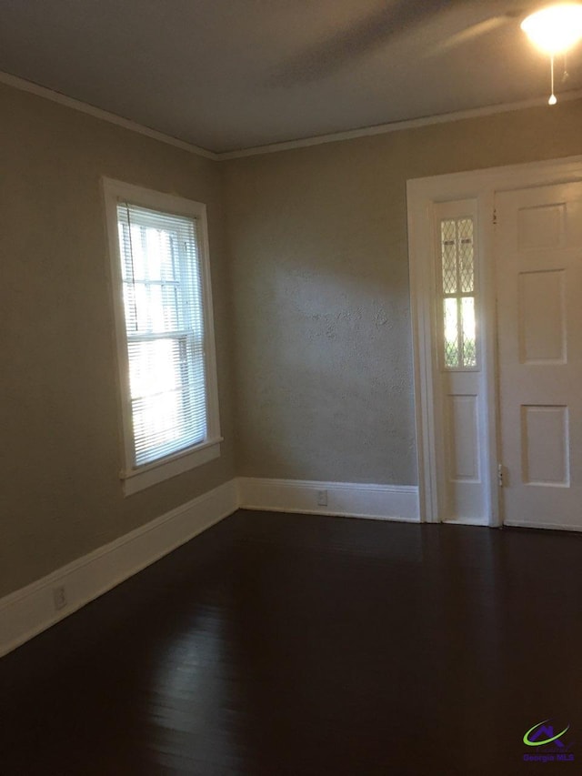 entrance foyer featuring crown molding and hardwood / wood-style floors