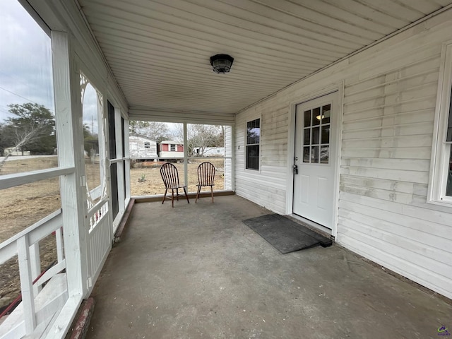 view of unfurnished sunroom