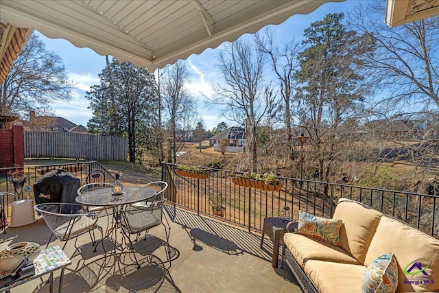 view of patio featuring area for grilling and an outdoor living space