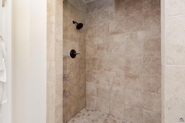 bathroom with a tile shower