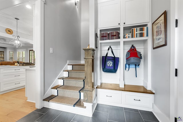 mudroom featuring dark hardwood / wood-style floors