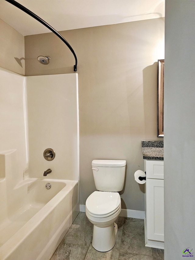 full bathroom with vanity, shower / bathing tub combination, and toilet