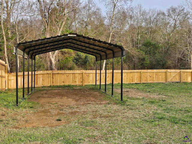 view of yard featuring a carport